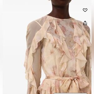 Zimmermann Cream Floral Long Sleeve Dress